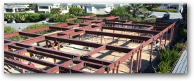 Structural steel work designed by Precision Design and Fabricating, Inc. for the Knapp residence