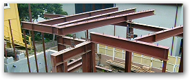 Structural steel work designed by Precision Design and Fabricating, Inc. for the Bianchi residence